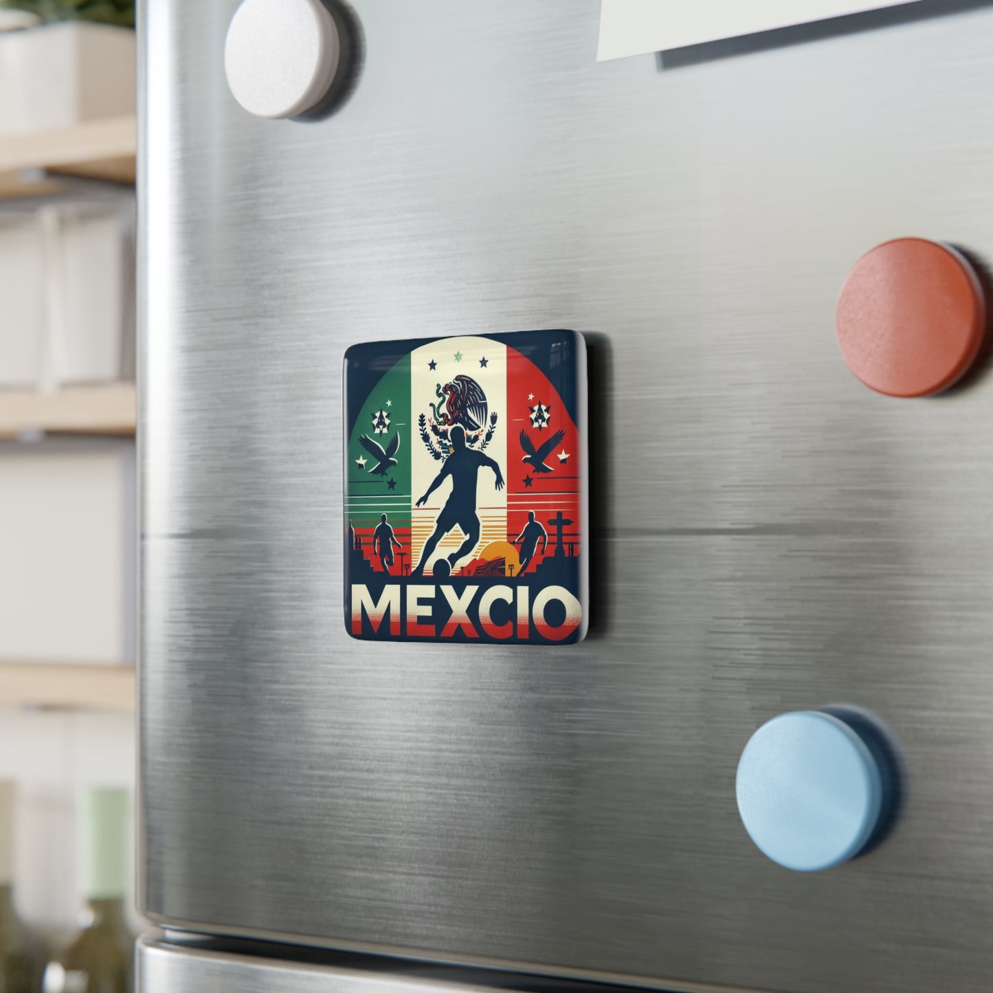 Flag Village MEXICO Flag Sporting Porcelain Magnet, Square MEX0007