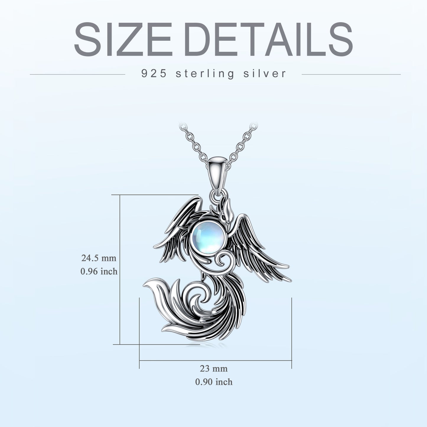 Flag Village Moonstone Phoenix Necklace 925 Sterling Silver as Gifts for Women and Men