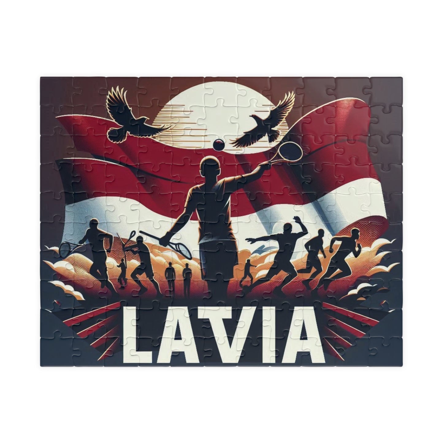 Flag Village Latvia Sporting Flag Puzzle (110, 252, 520, 1014-piece) LVA0003