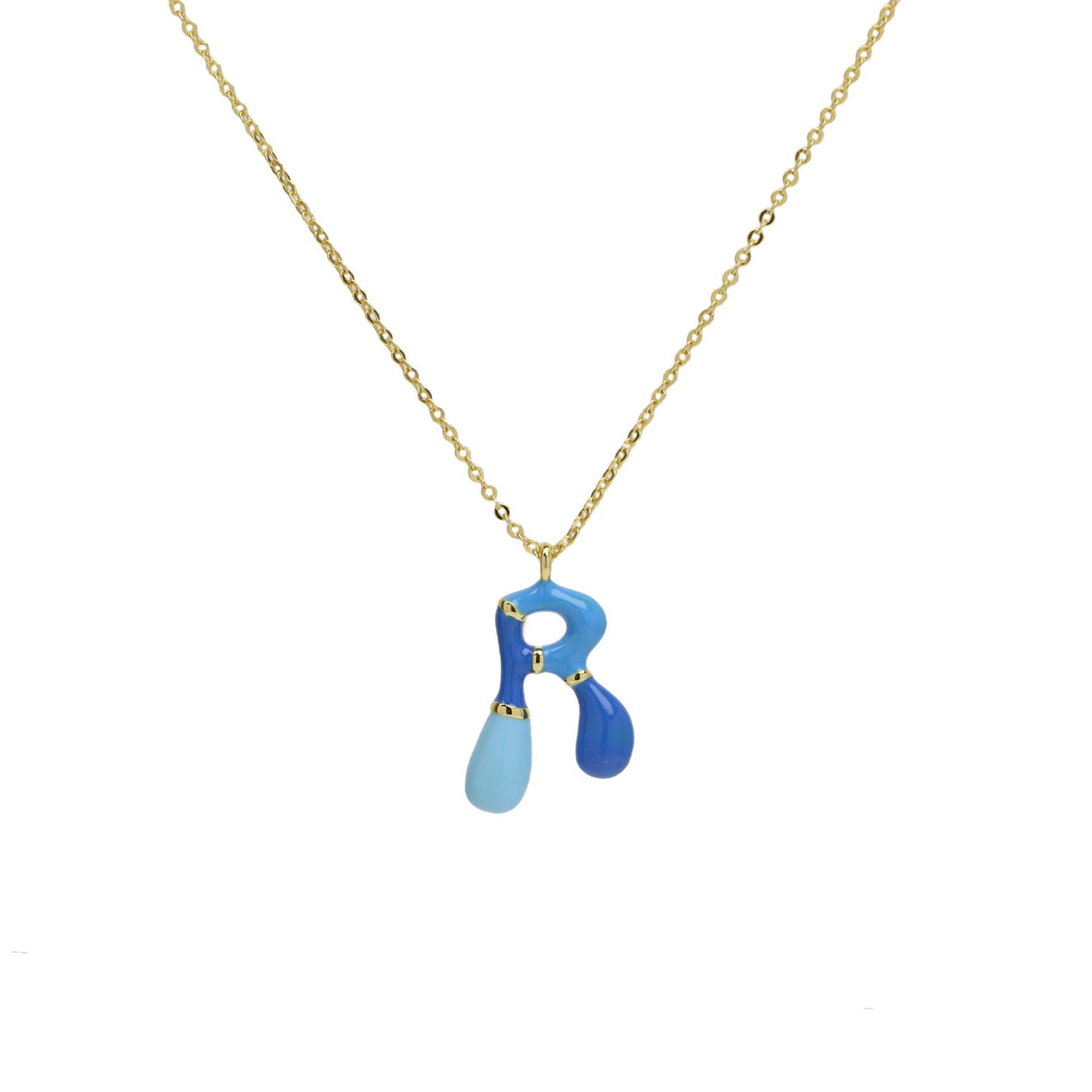 Flag Village Brass Epoxy Capsule 26 Letter Necklace For Women Initial Alphabet Pendant Necklace Fashion Link Chain Jewelry Gifts