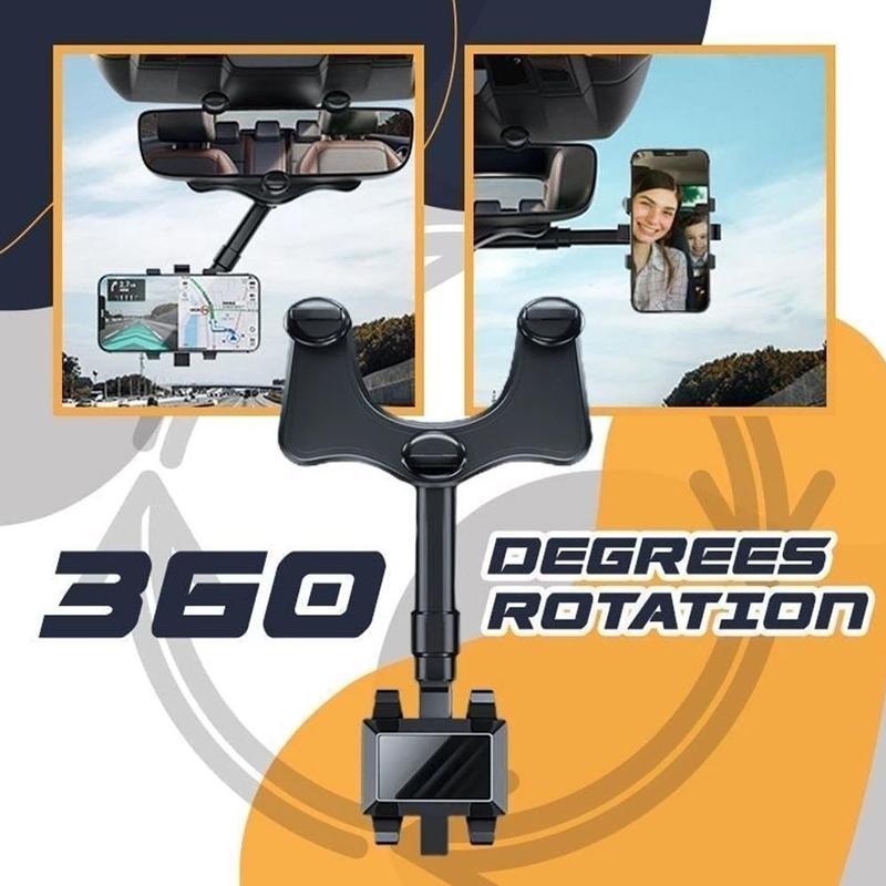 Flag Village Auto Tools Rearview Mirror Phone Holder For Car Rotatable And Retractable Car Phone Holder Multifunctional 360 Rear View Mirror Phone Holder Suitable For All Mobile Phones And All Car