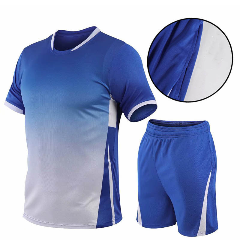 Flag Village Summer Gradient Digital Printing Loose Short-sleeved T-shirt Two-piece Summer Plus Size Shorts Suit Men