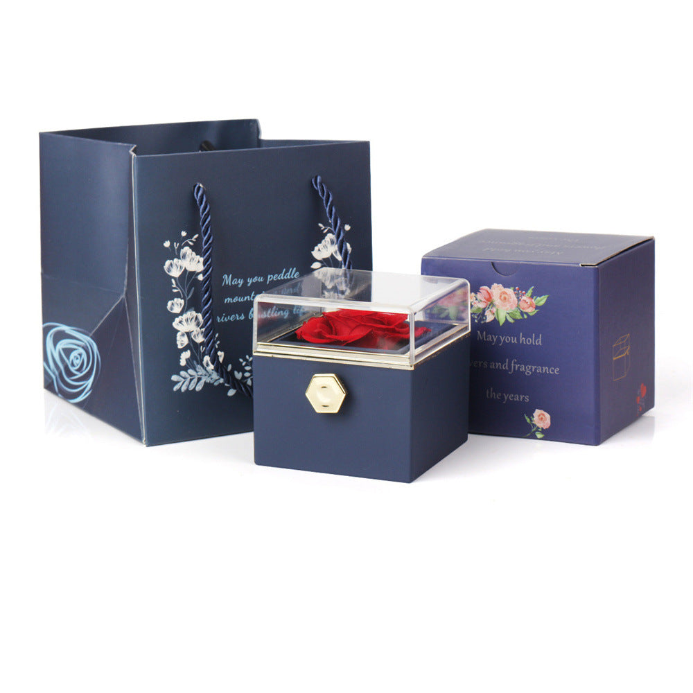 Flag Village Rotating Soap Rose Jewelry Packing Box Necklace Gift Set