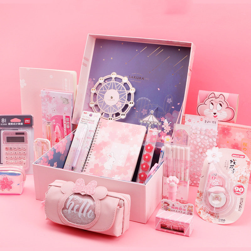 Flag Village Sakura Girl Starry Stationery Set Gift Box For Primary And Middle School Students