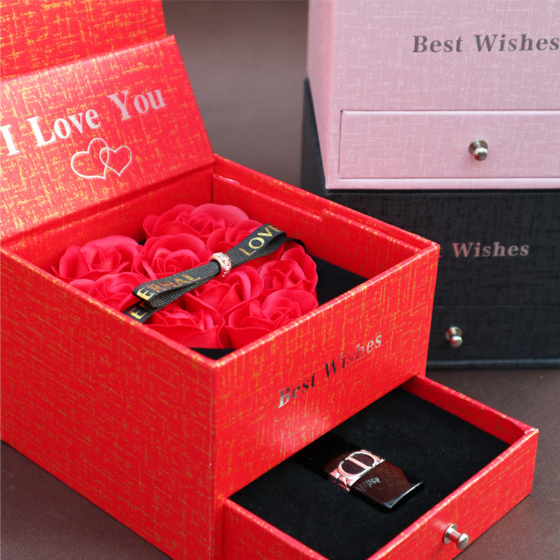 Flag Village Double Life Rose Jewelry Packaging Gift Box