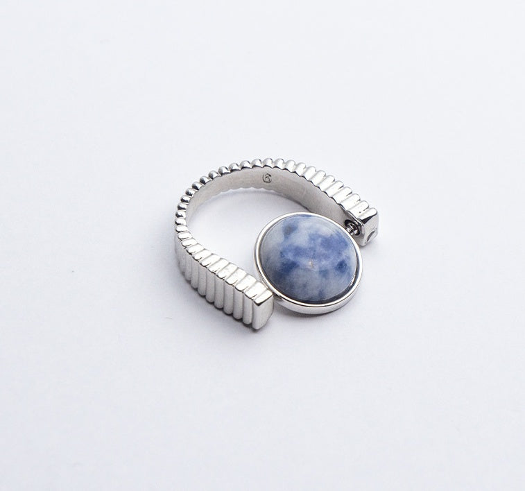 Flag Village Original Fidget Spinner Rings Natural Stone Rings Replaceable Spinners For Anxiety And Stress Relief Jewelry Gifts