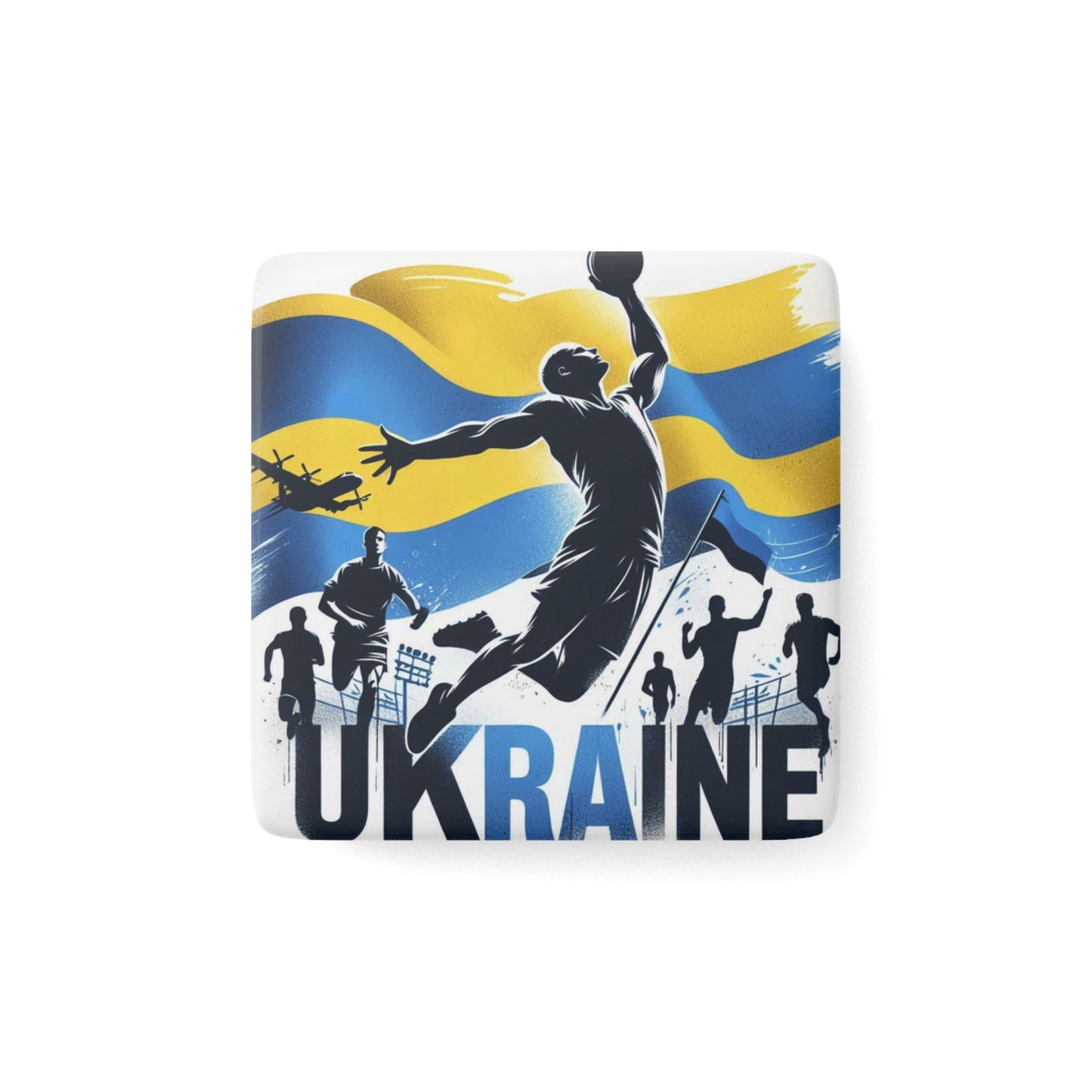 Flag Village Ukraine Flag Sporting Porcelain Magnet, Square UKR0006