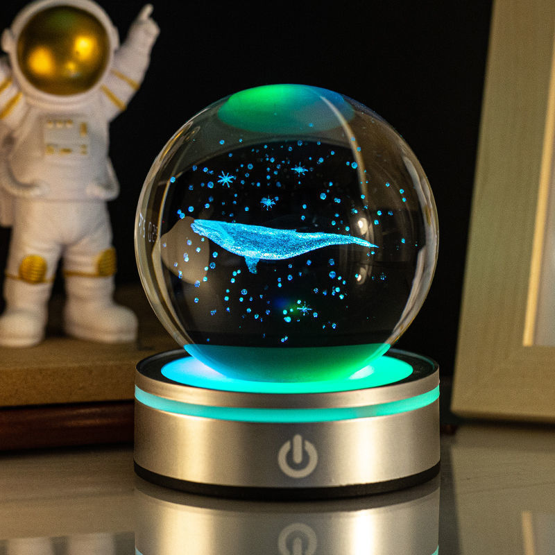 Flag Village Creative 3D Inner Carving Luminous Crystal Ball Colorful Gradient Small Night Lamp Home Decorations Gifts Selection