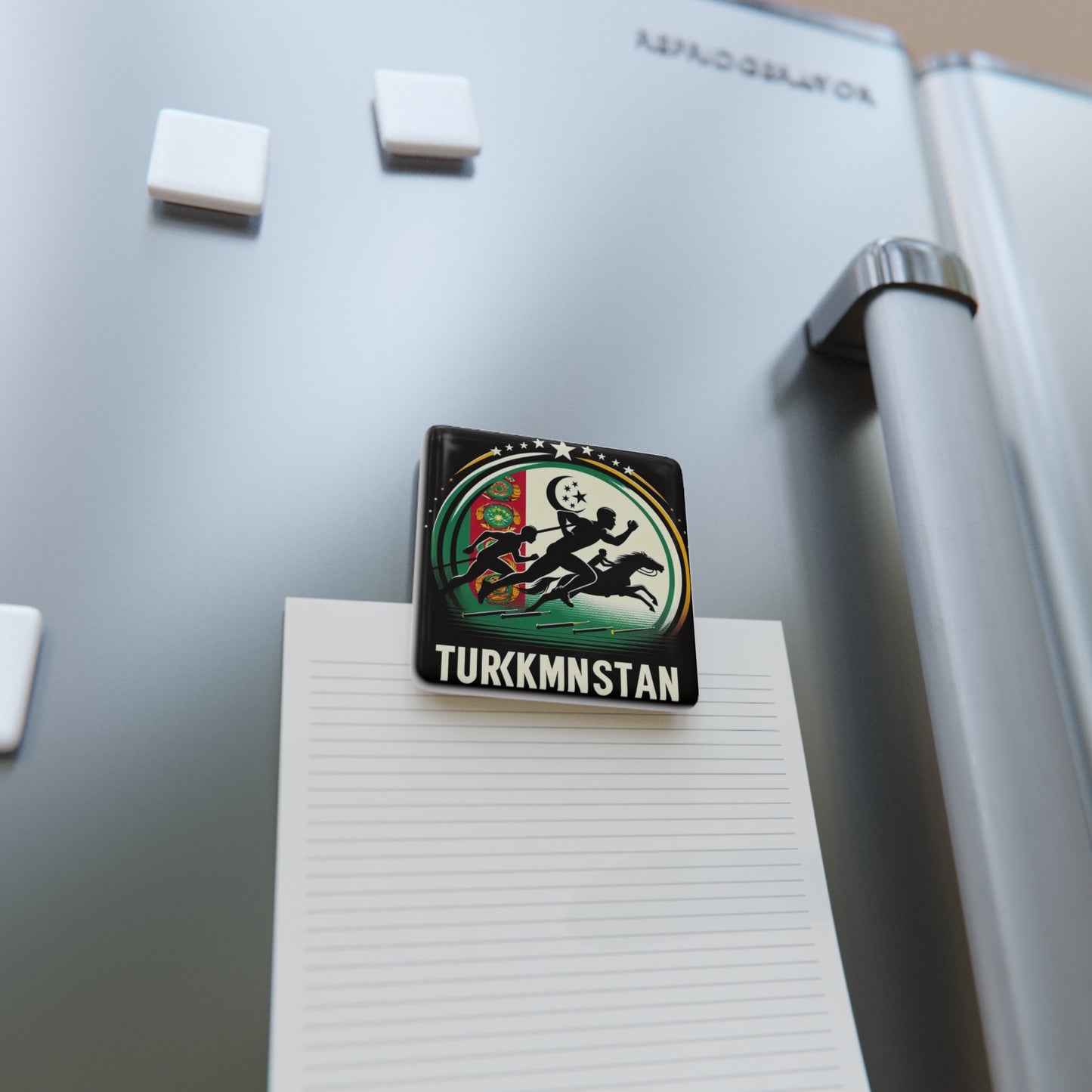Flag Village Turkmenistan Flag Sporting Porcelain Magnet, Square TKM0004