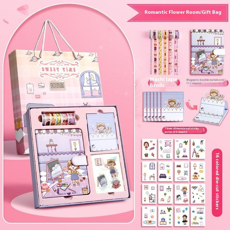 Flag Village Journal Book Set Gift Box Girl Heart Cute Gift Bag