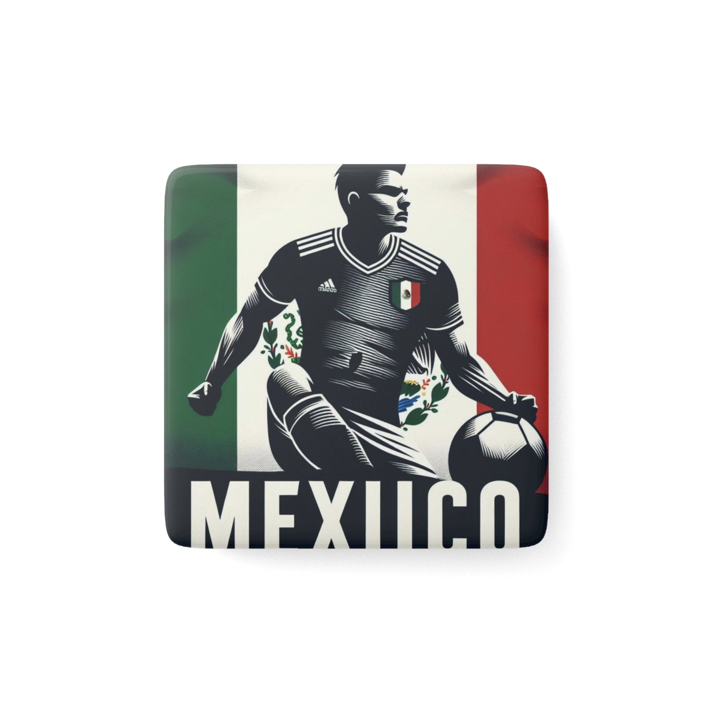 Flag Village MEXICO Flag Sporting Porcelain Magnet, Square MEX0006