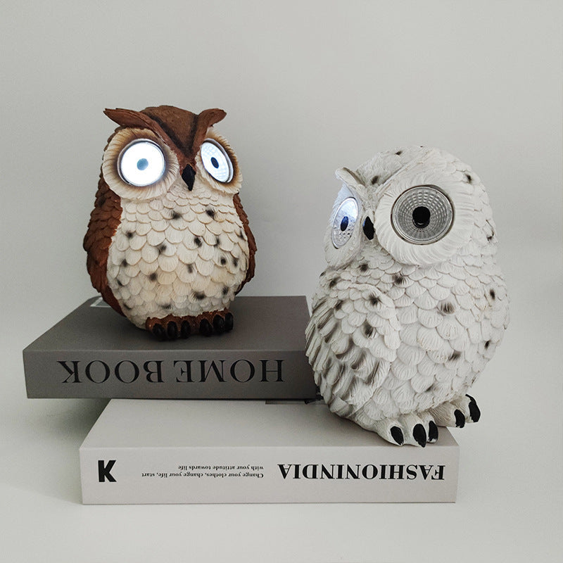 Flag Village Solar Resin Owl Decorative Products LED Lights Creative Outdoor Courtyard Decoration Gifts