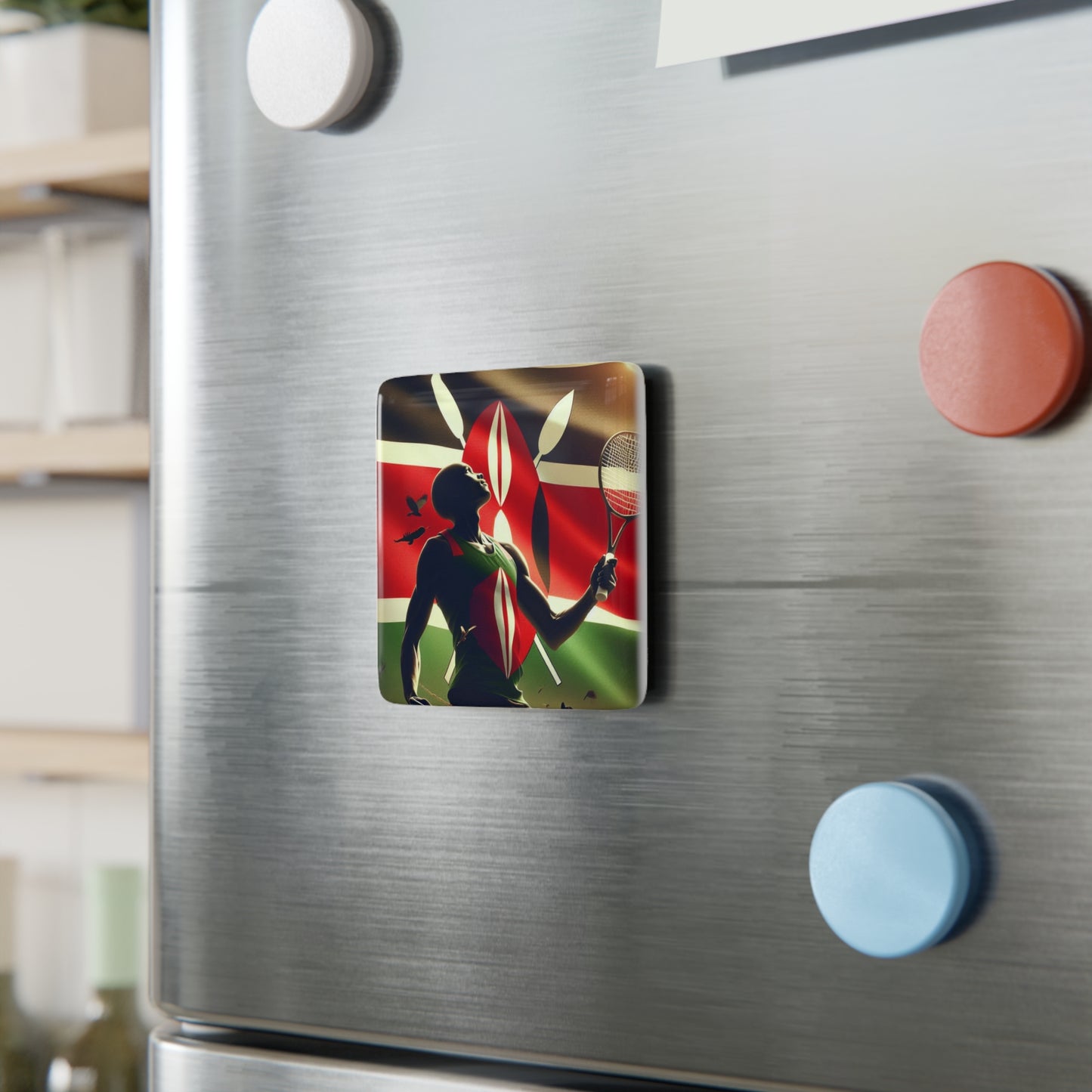 Flag Village KENYA Flag Sporting Porcelain Magnet, Square KEN0005