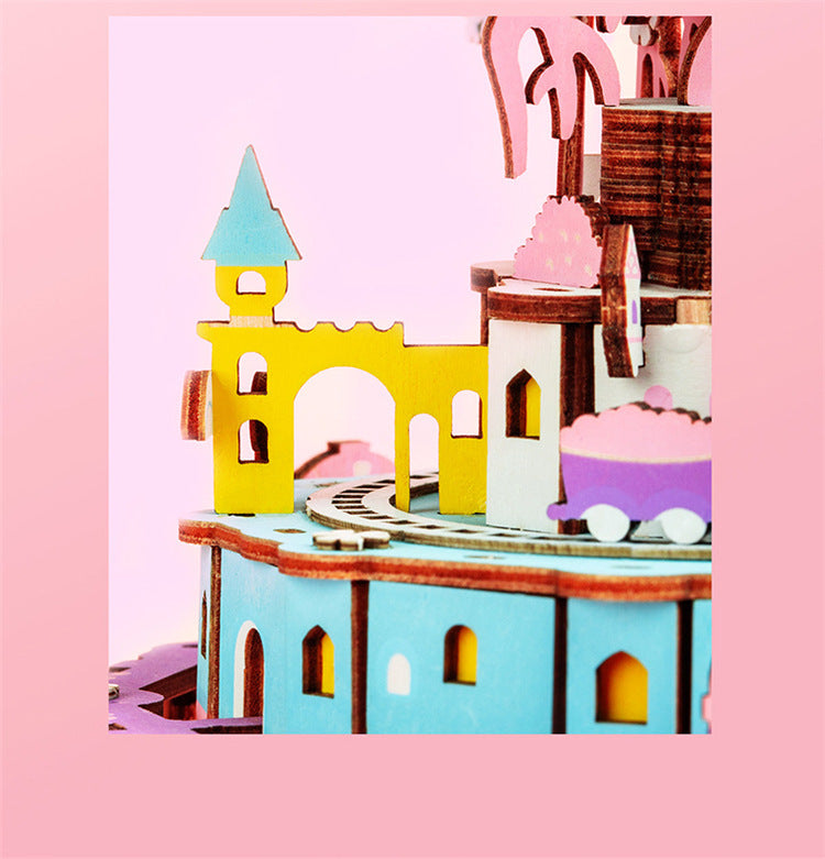 Flag Village Robotime Holiday Gift 7 Kinds DIY 3D Puzzle Game Assembly Moveable Music Box Toy For Children