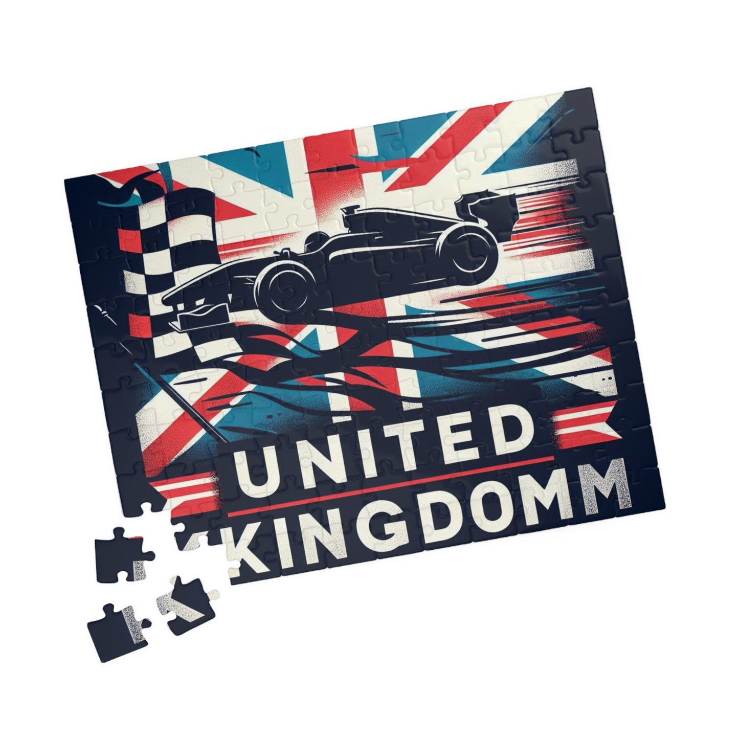 Flag Village United Kingdom Racing Car Sporting Flag Puzzle (110, 252, 520, 1014-piece) UK0007