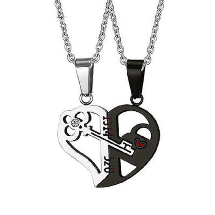 Flag Village Pendant Love Necklace Set Lover Valentine Gifts Stainless Steel Chain Necklace
