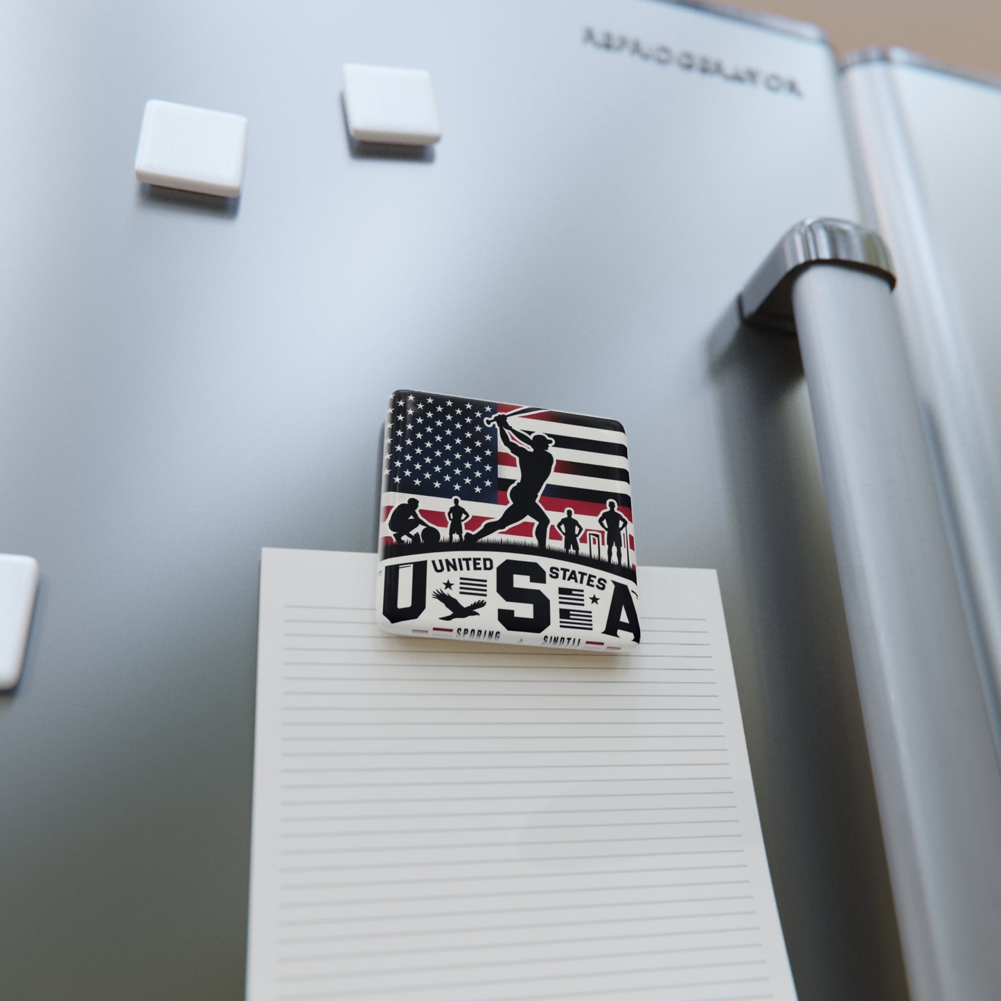Flag Village United Stetes Flag Sporting Porcelain Magnet, Square USA0006