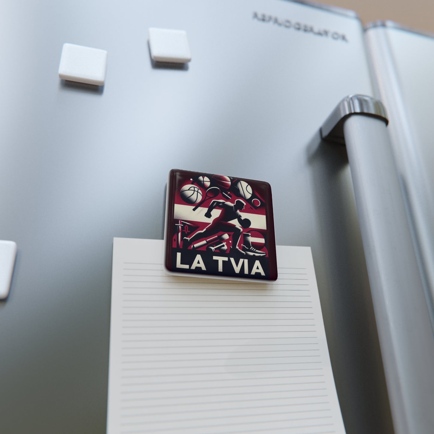 Flag Village Latvia Flag Sporting Porcelain Magnet, Square LVA0006