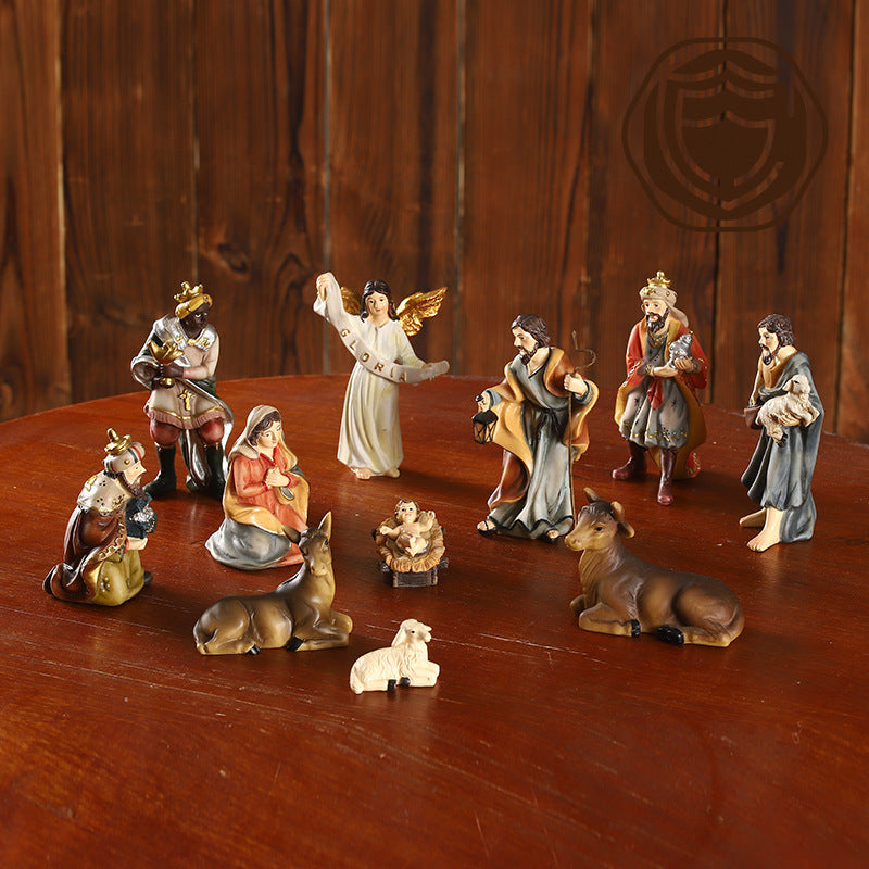 Flag Village Religious Ornaments Nativity Manger Set Gift Box Christmas Gift