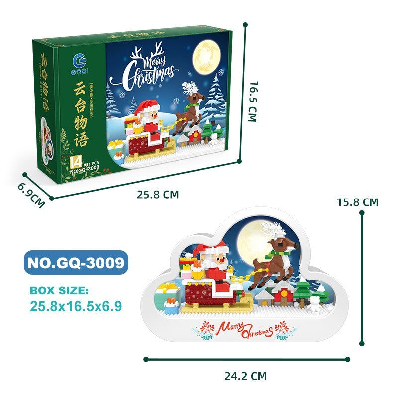 Flag Village Christma New Style Assembled Building Block Toys Cloud Night Lamp Decorative Mirrors Frame LED Table Lights Creative Desk Bedroom Handmade Birthday Gifts