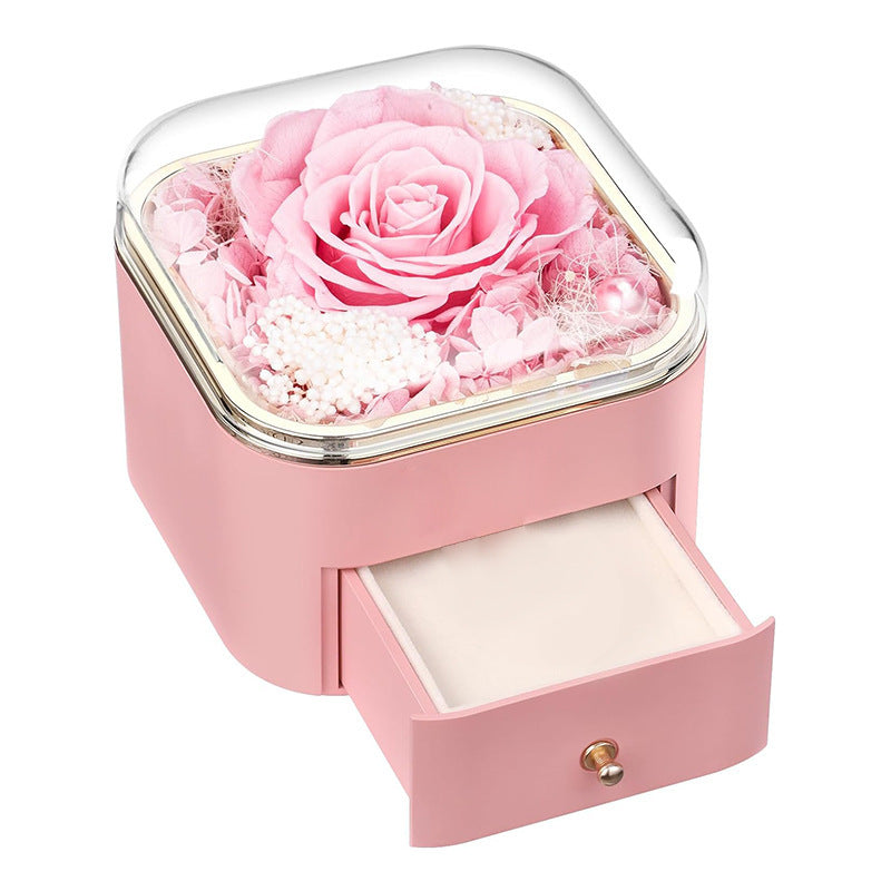 Flag Village Valentines Day Rose Flower Drawer Jewelry Box Earrings Ring Necklace Storage Valentine's Day Gift Box Romantic Jewelry Packaging Box