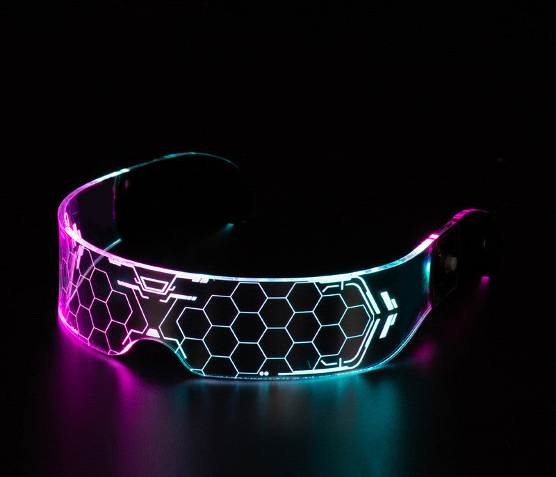 Flag Village LED Luminous Glasses Party Bar Disco Punk Glasses Futuristic Style Festival Goggles Decoration Gifts