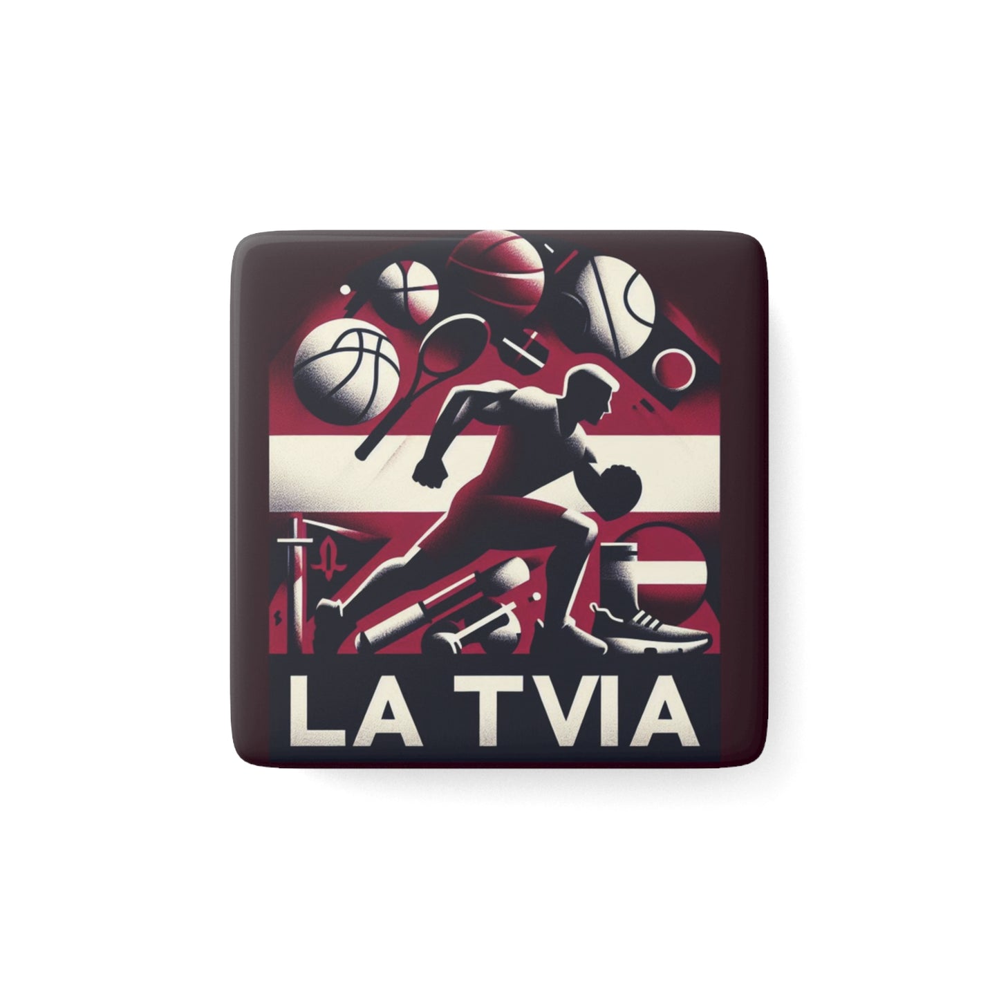 Flag Village Latvia Flag Sporting Porcelain Magnet, Square LVA0006