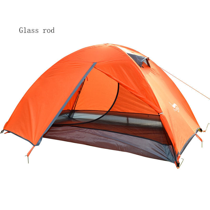 Flag Village Lightweight Camping Tent Double Layer Fiberglass 2 Person Waterproof Portable Travel Tent