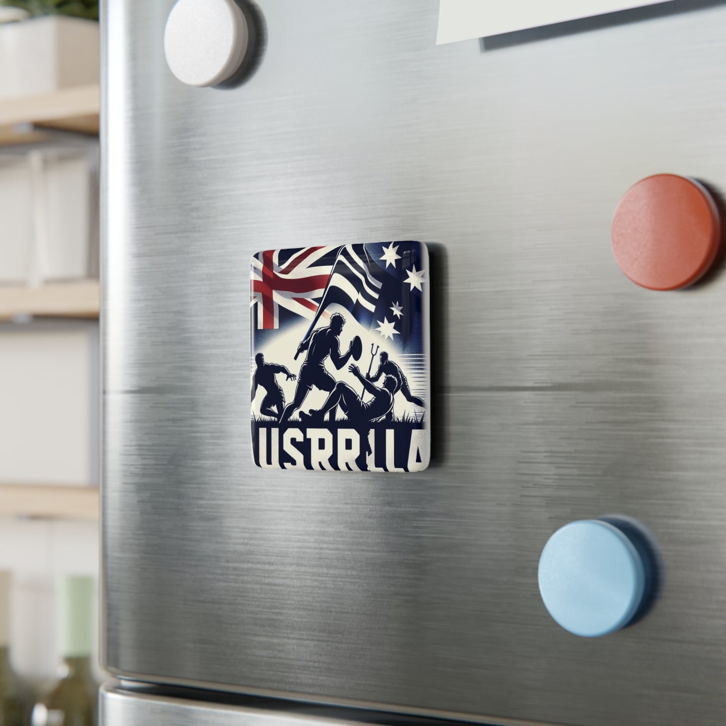 Flag Village Australia Flag Sporting Porcelain Magnet, Square AUS0006