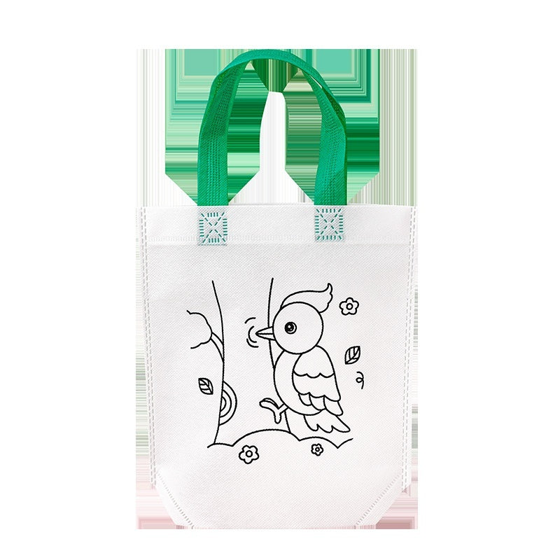 Flag Village Children's Handmade DIY Painting Doodle Bag Kindergarten Gifts Cartoon Non-woven Painting Color Filling Woven Handbag