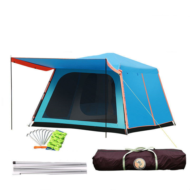 Flag Village Outdoor Fully Automatic Aluminum Pole 3-4-5-8 People Double-layer Thickening Rainstorm Field Camping Big Tent