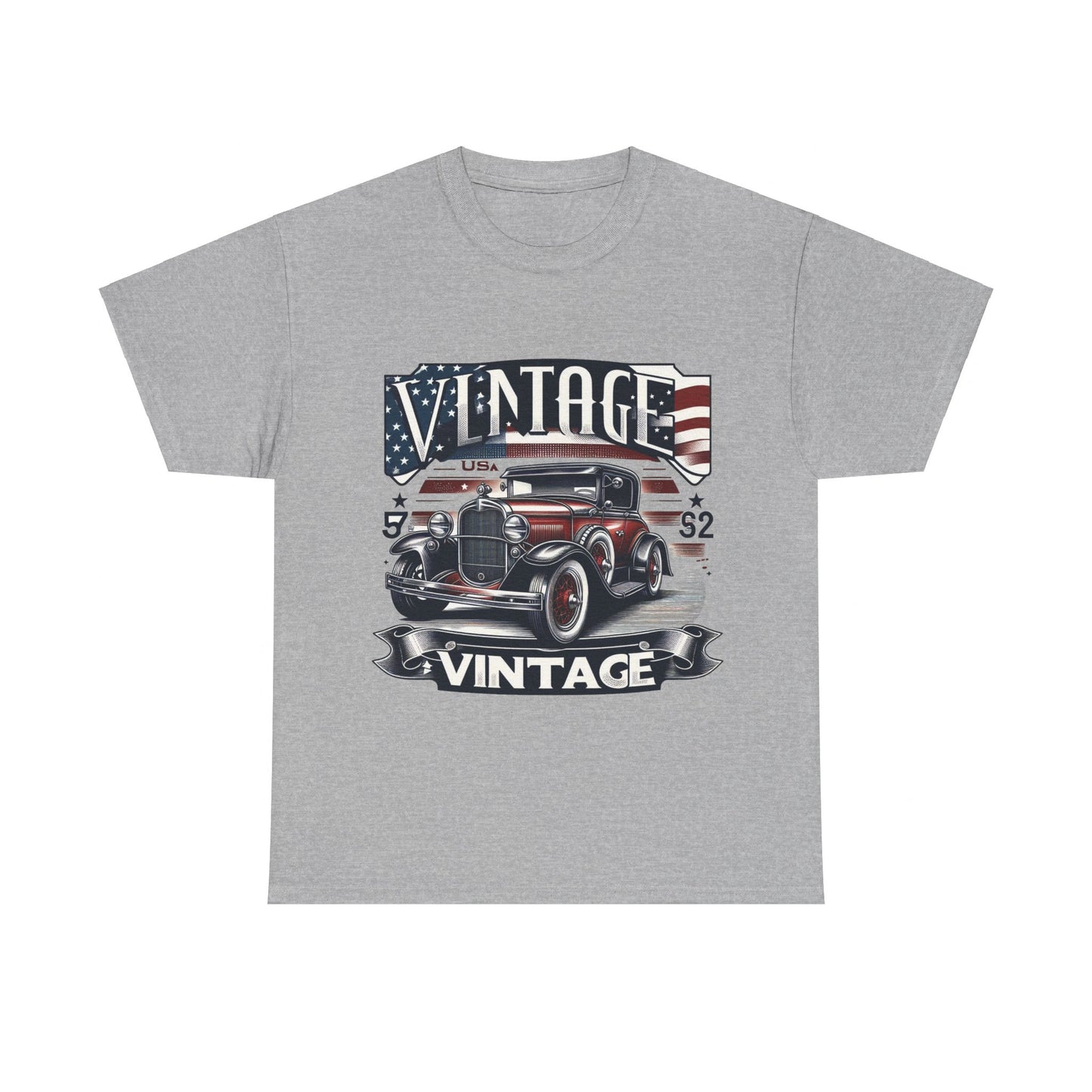 Flag Village USA Vintage Car Flag T-SHIRT Heavy Cotton Tee USA0020
