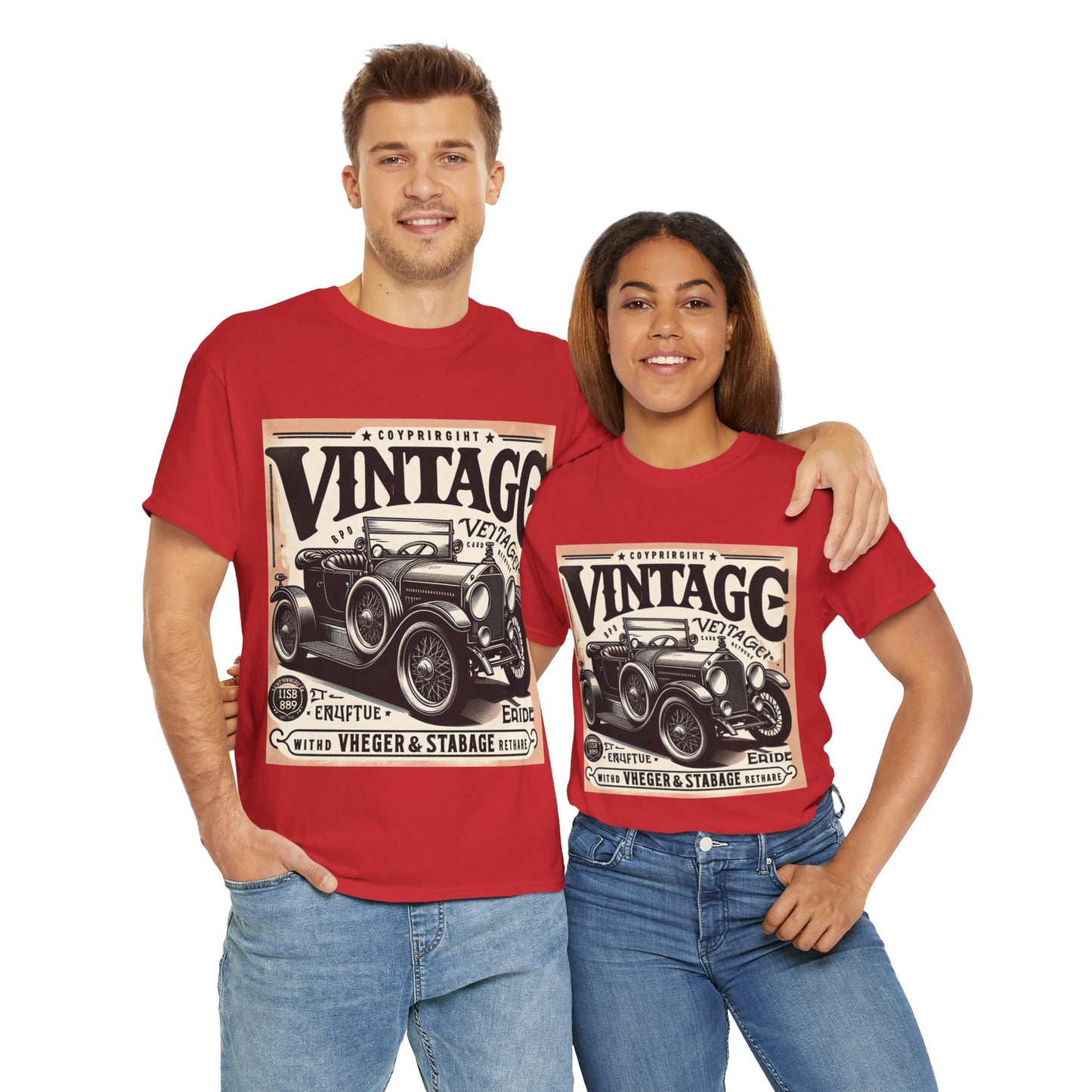 Flag Village USA Vintage Car Flag T-SHIRT Heavy Cotton Tee USA0008