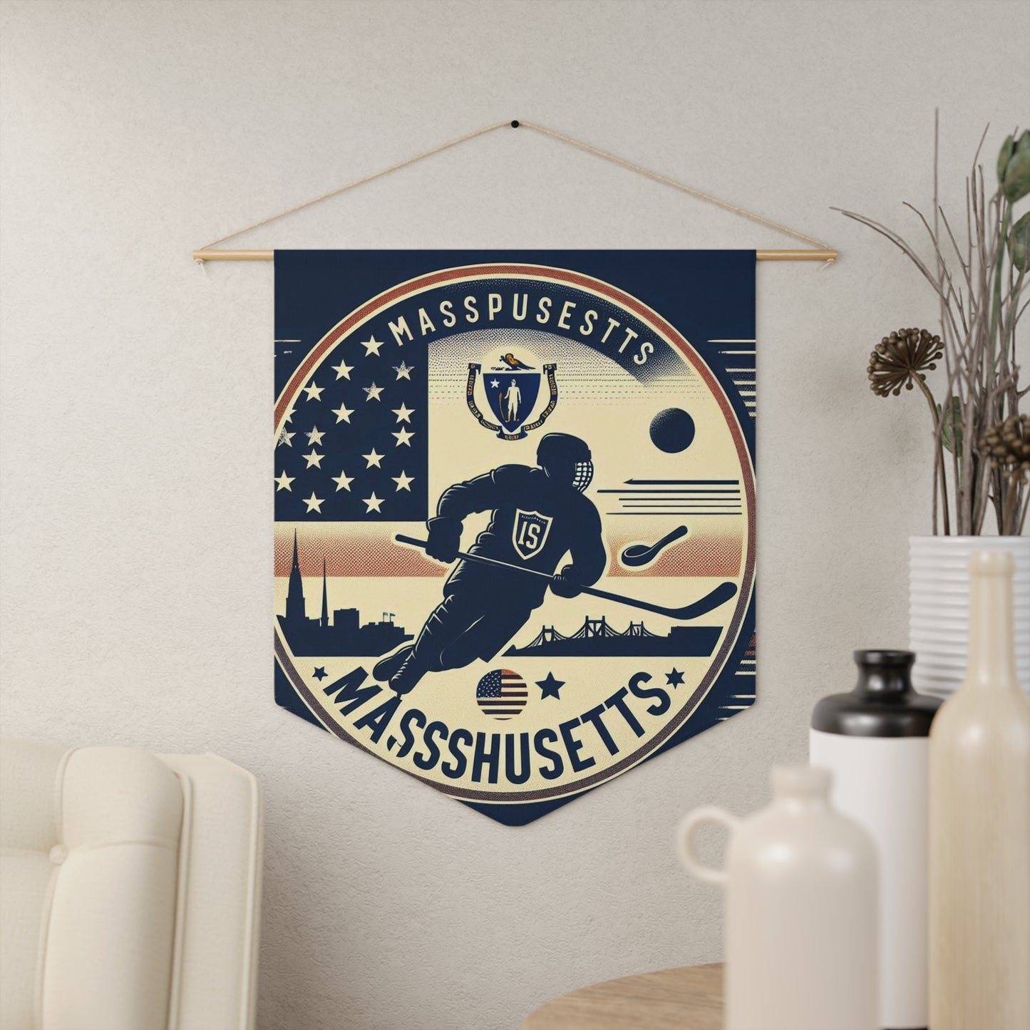 Flag Village Massachusetts State Flag Pennant Sporting Home Wall decoration MA0002