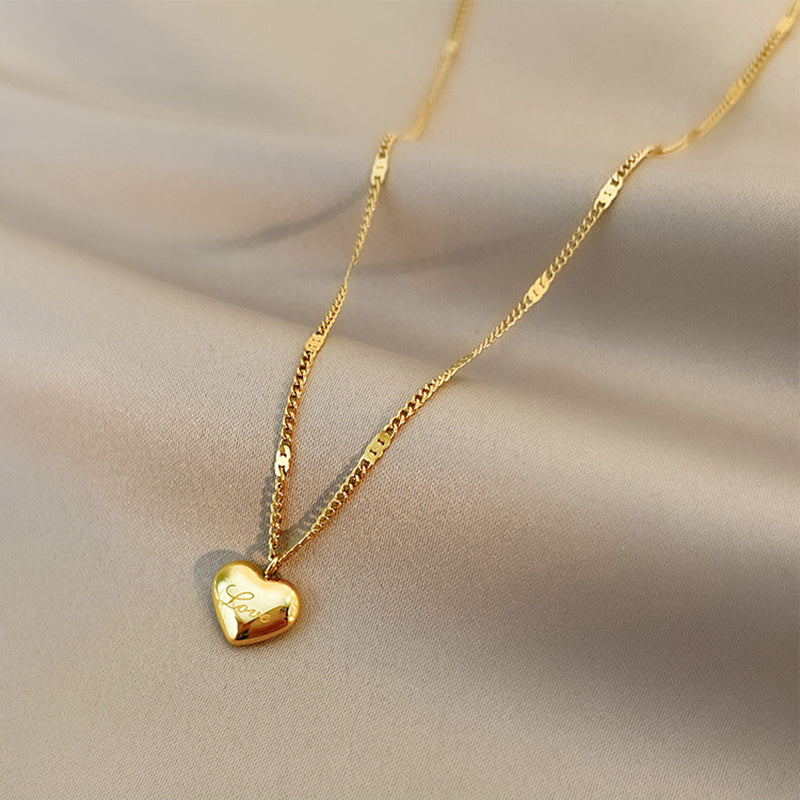 Flag Village Fashion Jewelry Necklace For Women New Trend Vintage Simple Love Heart Pendant Elegant Party Jewelry Birthday Gifts