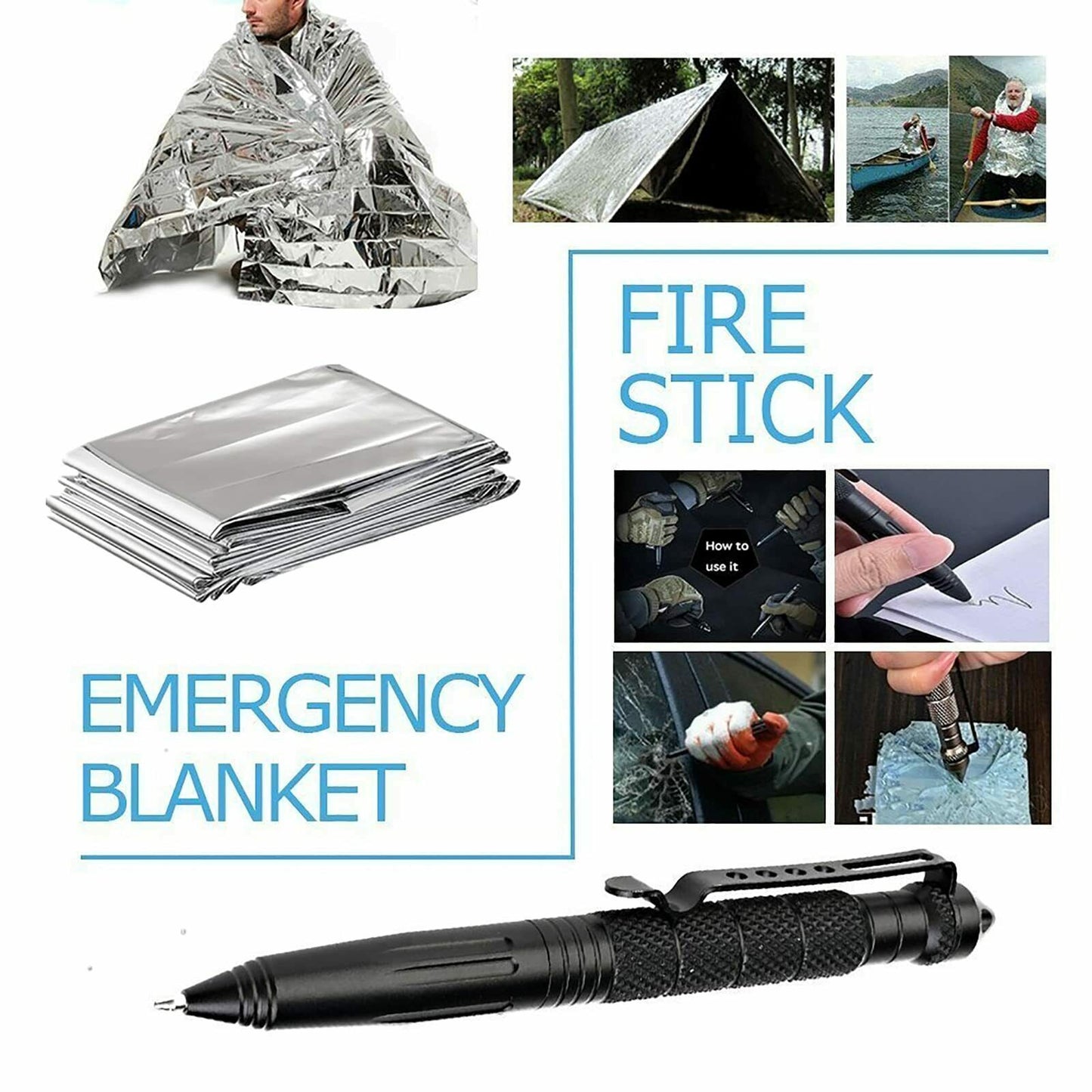 Flag Village 14-In-1 Outdoor Emergency Survival Kit Camping Hiking Tactical Gear Case Set Box