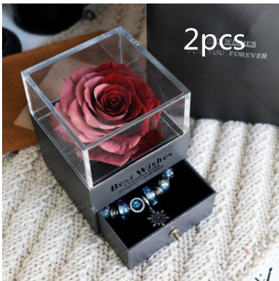 Flag Village Eternal Flower Rose Jewelry Box for Birthday Presents Valentines Day Wedding Gift
