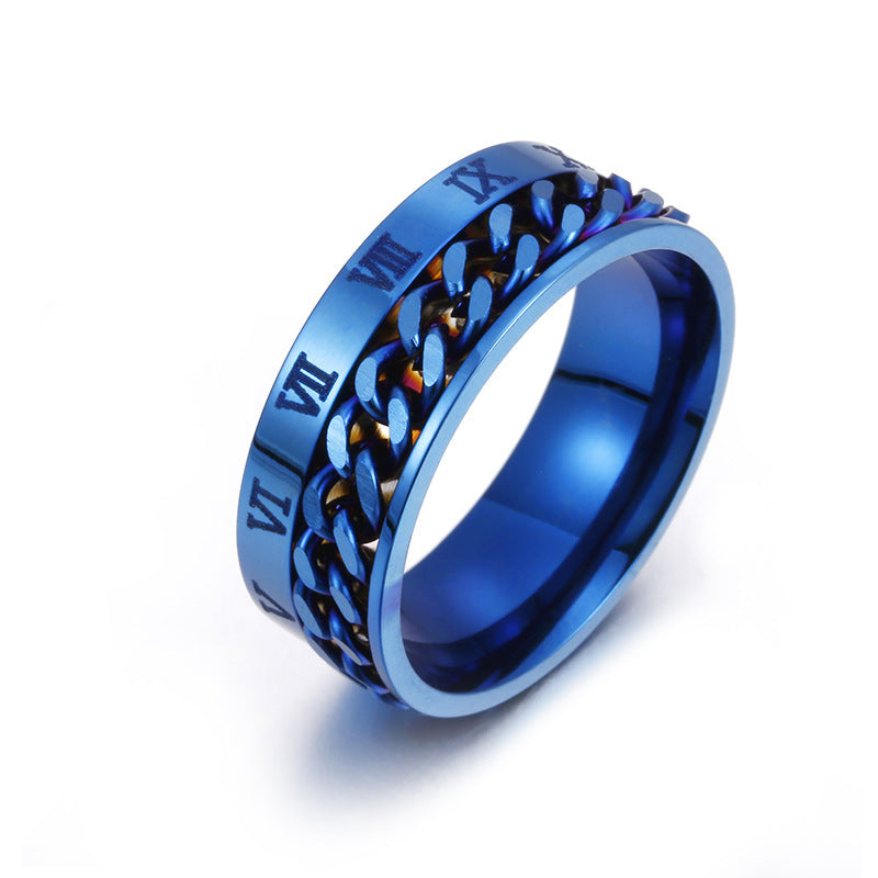 Flag Village Roman Letter Rotatable Chain Rings Men Digital Titanium Steel RingFor Couple High Quality Multifunctional Bottle Opener Ring Spinner Jewelry Punk Gifts