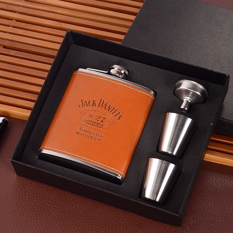 Flag Village 7oz Stainless Steel Bottle Set Portable Gift Box