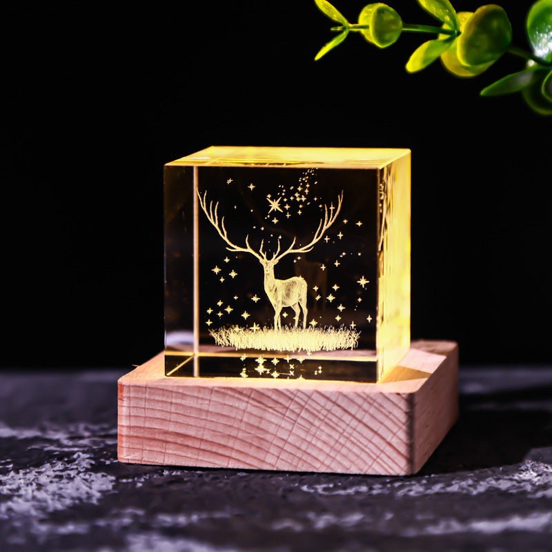 Flag Village Moon Solar System Galaxy Crystal Cube Decoration Gifts