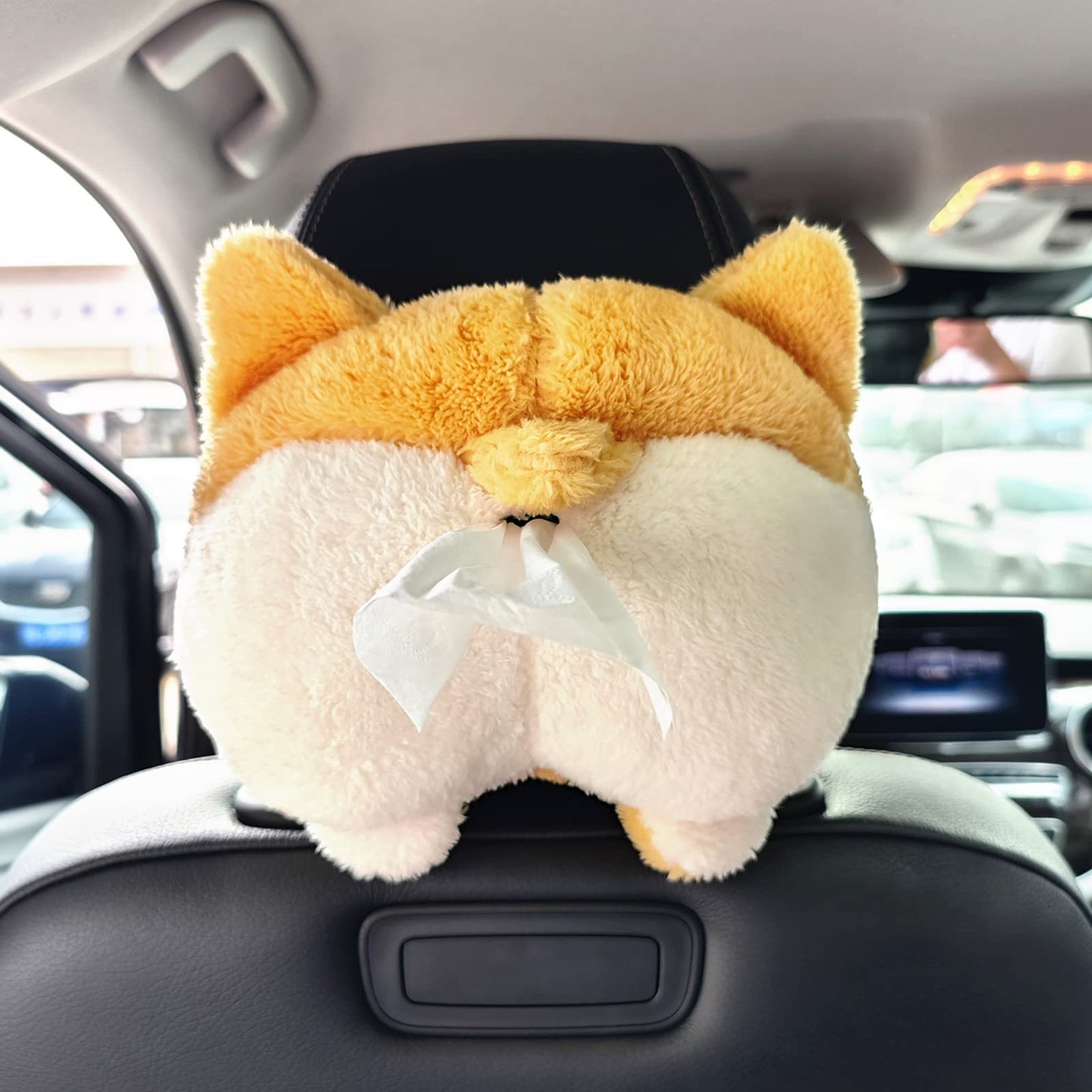 Flag Village Auto Tools Tissue Box Cover Soft Adorable Corgi Butt Shaped Creative Storage Bag Hanging Pouch Tissue Box Wrapper For Car Home