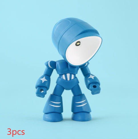 Flag Village Cute LED Hero Table Lamp Mini Portable Cool Mecha Cute Robot Night Light Bedroom Home Decoration Kids Boys Gifts
