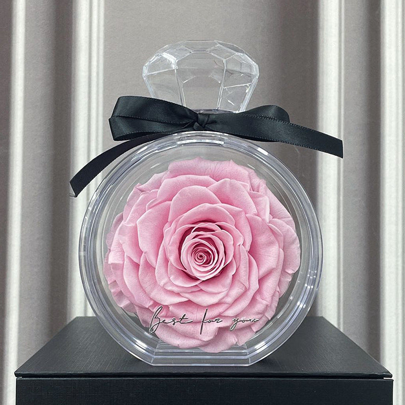 Flag Village Natural Eternal Flower Ornaments Transparent Cover Dried Rose Gift Box For Christmas New Year Valentine's Day Home Decor