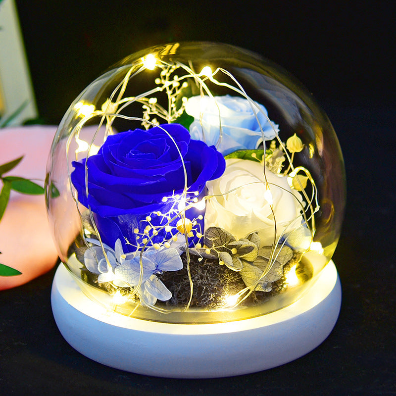 Flag Village Eternal Flower Rose Glass Cover Gift Box Gift