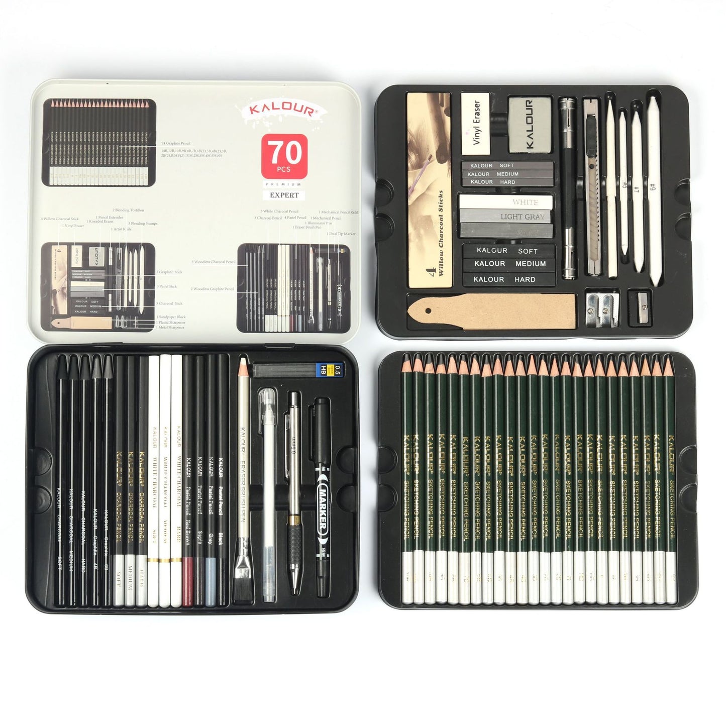 Flag Village 70 Pieces Iron Box Sketch Pencil Set Art Supplies