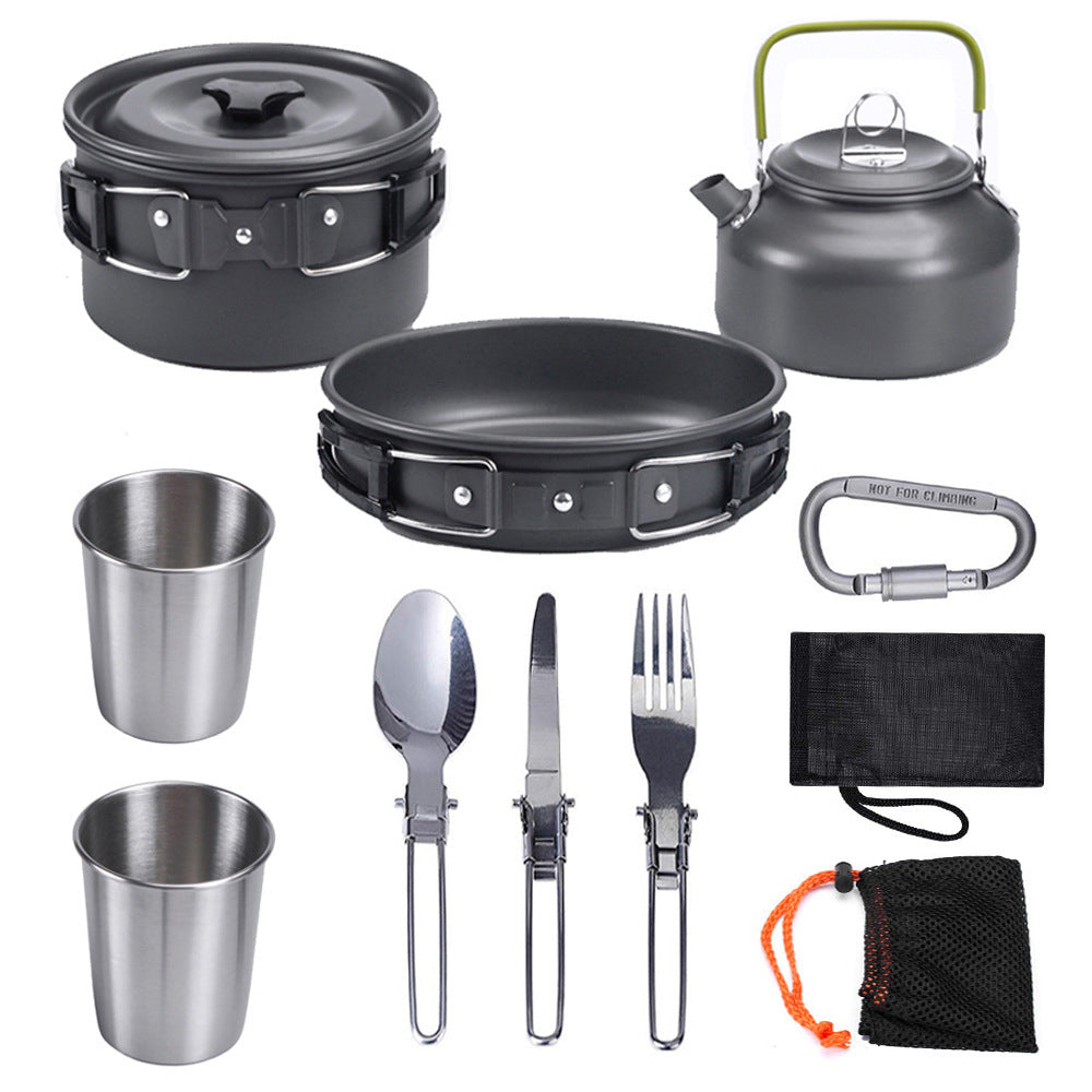 Flag Village Outdoor Jacketed Kettle 2-3 Person Camping Teapot Tableware Suit