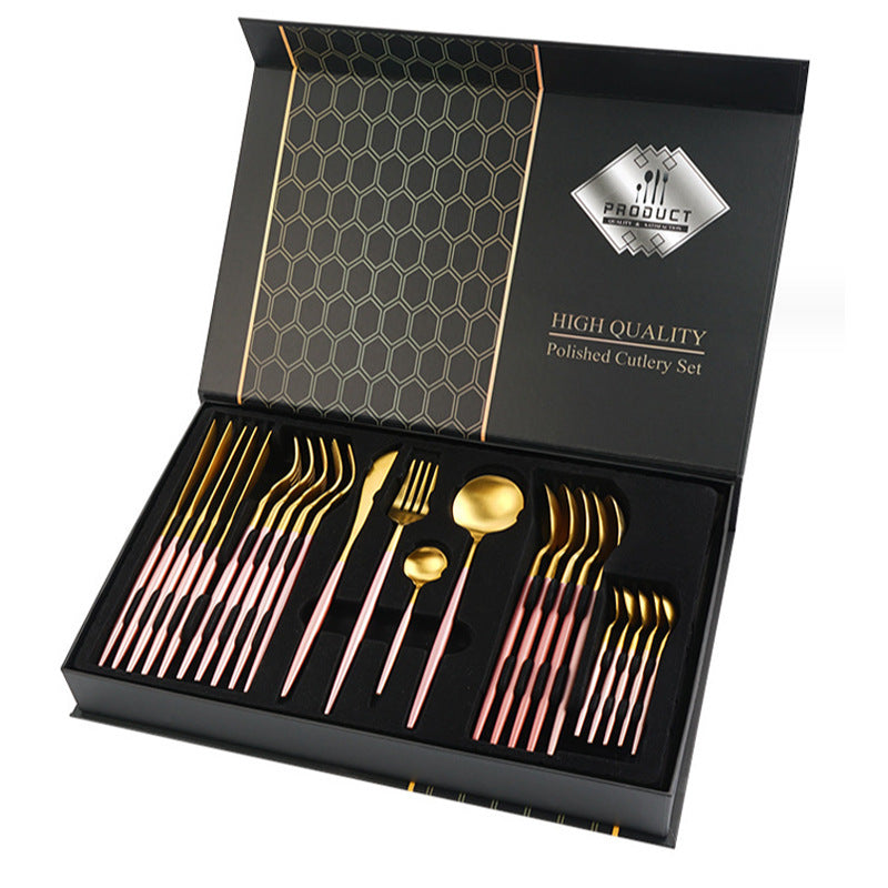 Flag Village Gift Box Stainless Steel Tableware 24-piece Set
