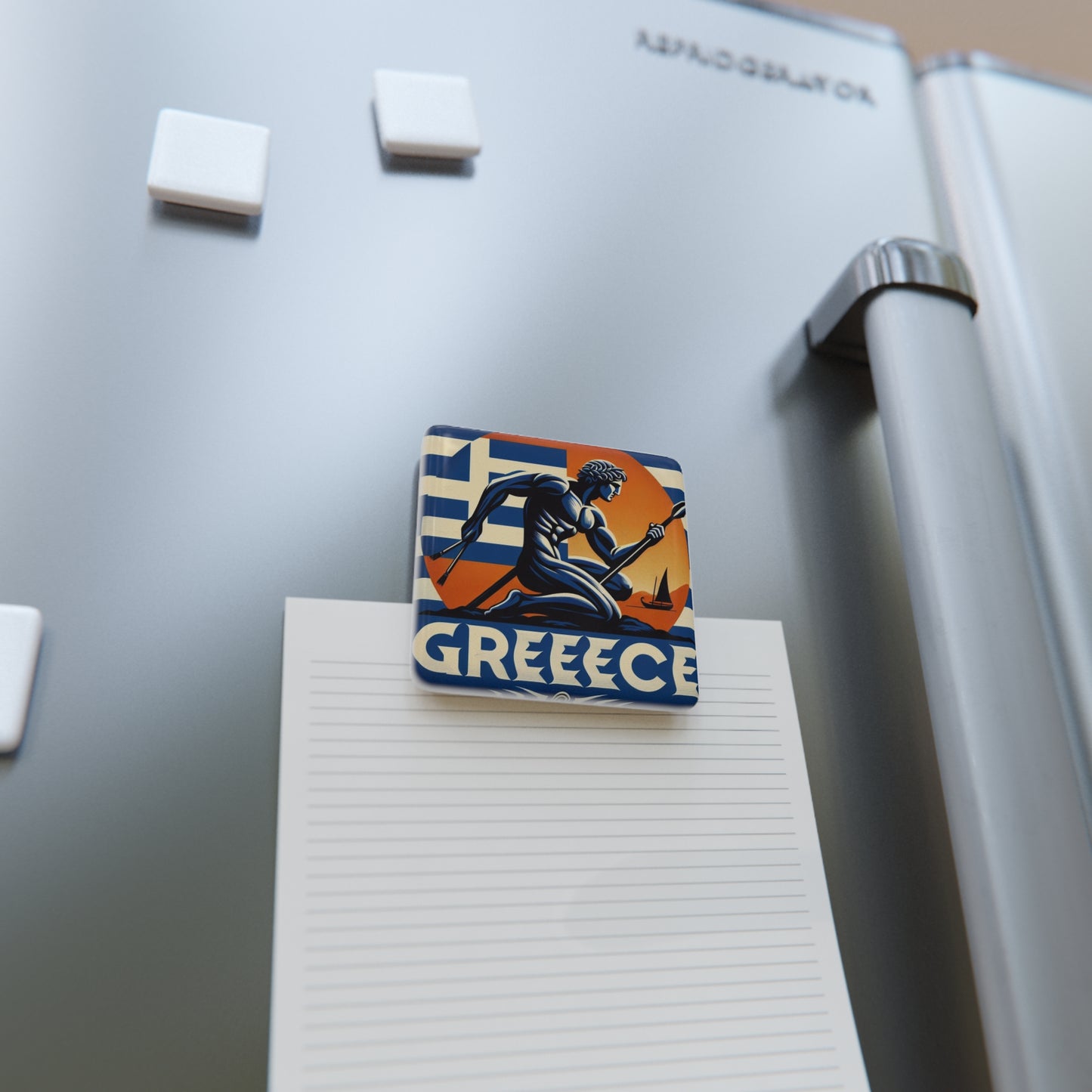 Flag Village Greece Flag Sporting Porcelain Magnet, Square GRC0005