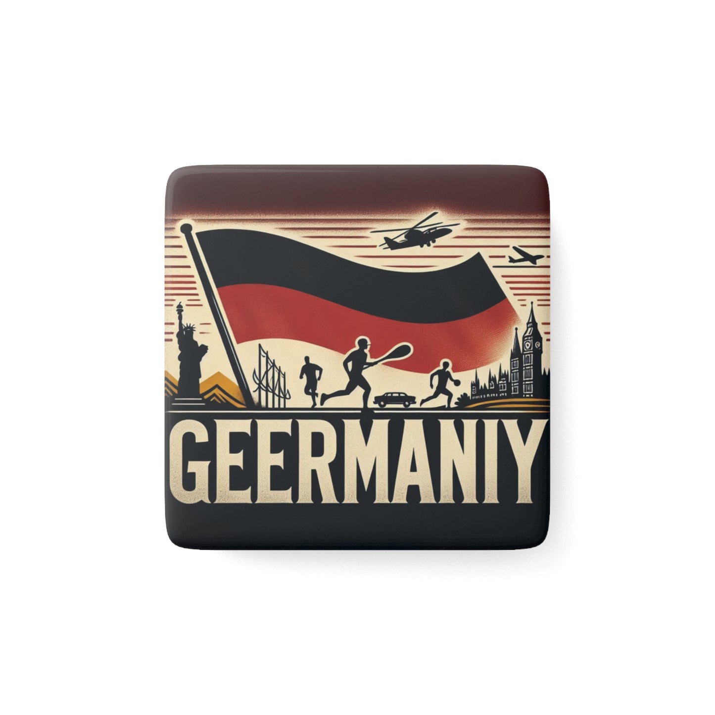 Flag Village Germany Flag Sporting Porcelain Magnet, Square DEU0005