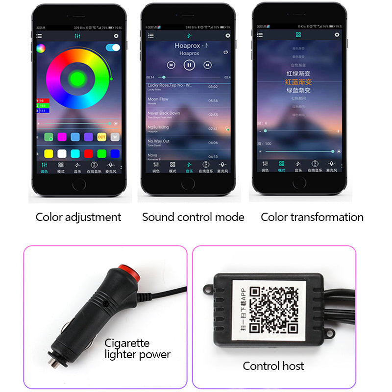 Flag Village Auto Tools Car Fiber Optic Ambient Light Modified Car Interior Cool Light APP Rhythm Light